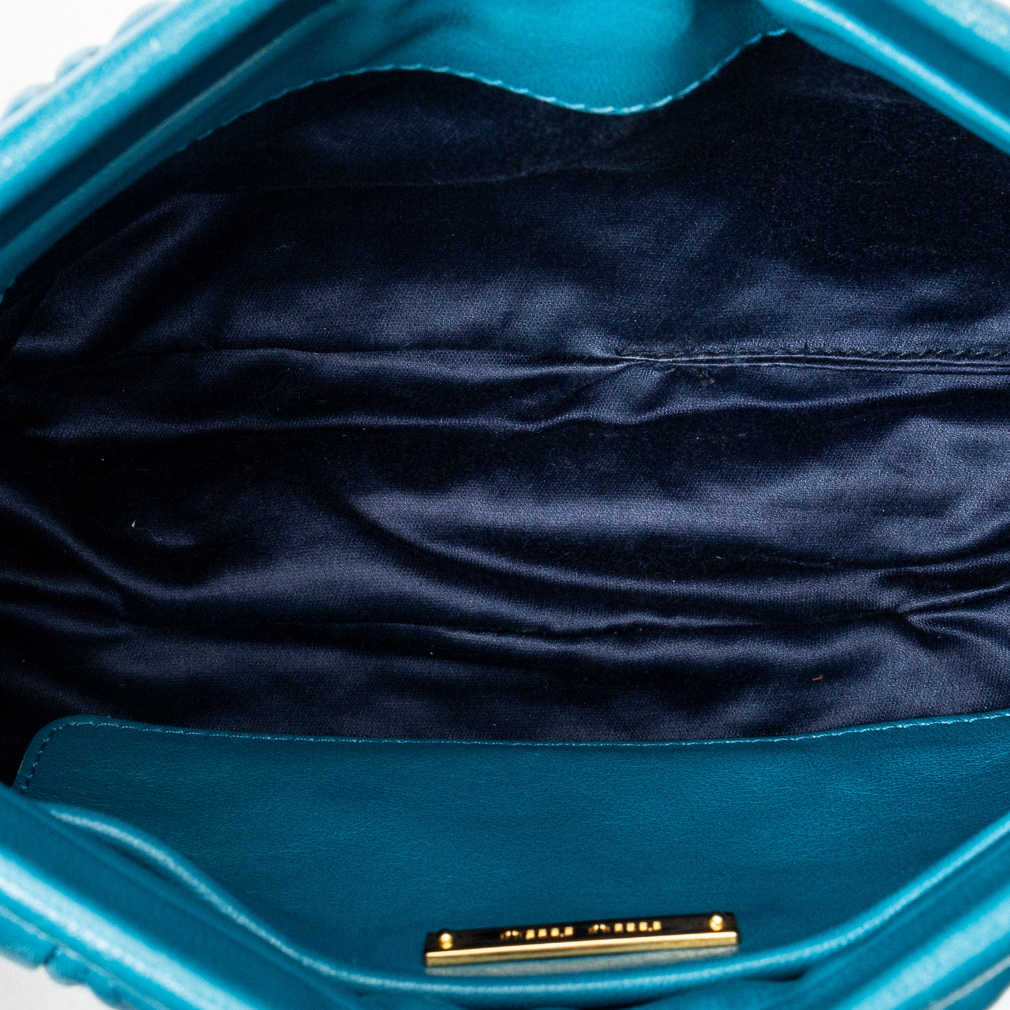 Shoulder Bag Frame Clutch Crossbody Blue Nappa Matelasse Leather