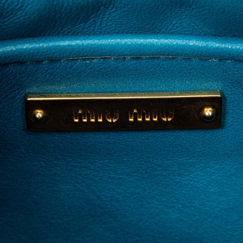 Shoulder Bag Frame Clutch Crossbody Blue Nappa Matelasse Leather