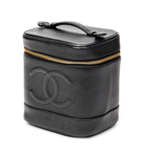 Handbag CC Tall Vanity Case Black Caviar Leather