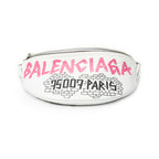 Waist Bag Graffiti Souvenir Belt Bag White Graffiti Distressed Leather