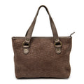 Handbag Small Zip Tote Brown C Macadam Embossed Suede Leather