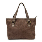 Handbag Small Zip Tote Brown C Macadam Embossed Suede Leather