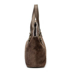 Handbag Small Zip Tote Brown C Macadam Embossed Suede Leather