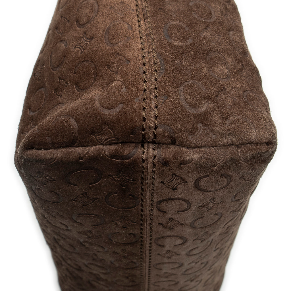 Handbag Small Zip Tote Brown C Macadam Embossed Suede Leather