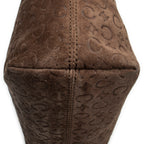 Handbag Small Zip Tote Brown C Macadam Embossed Suede Leather