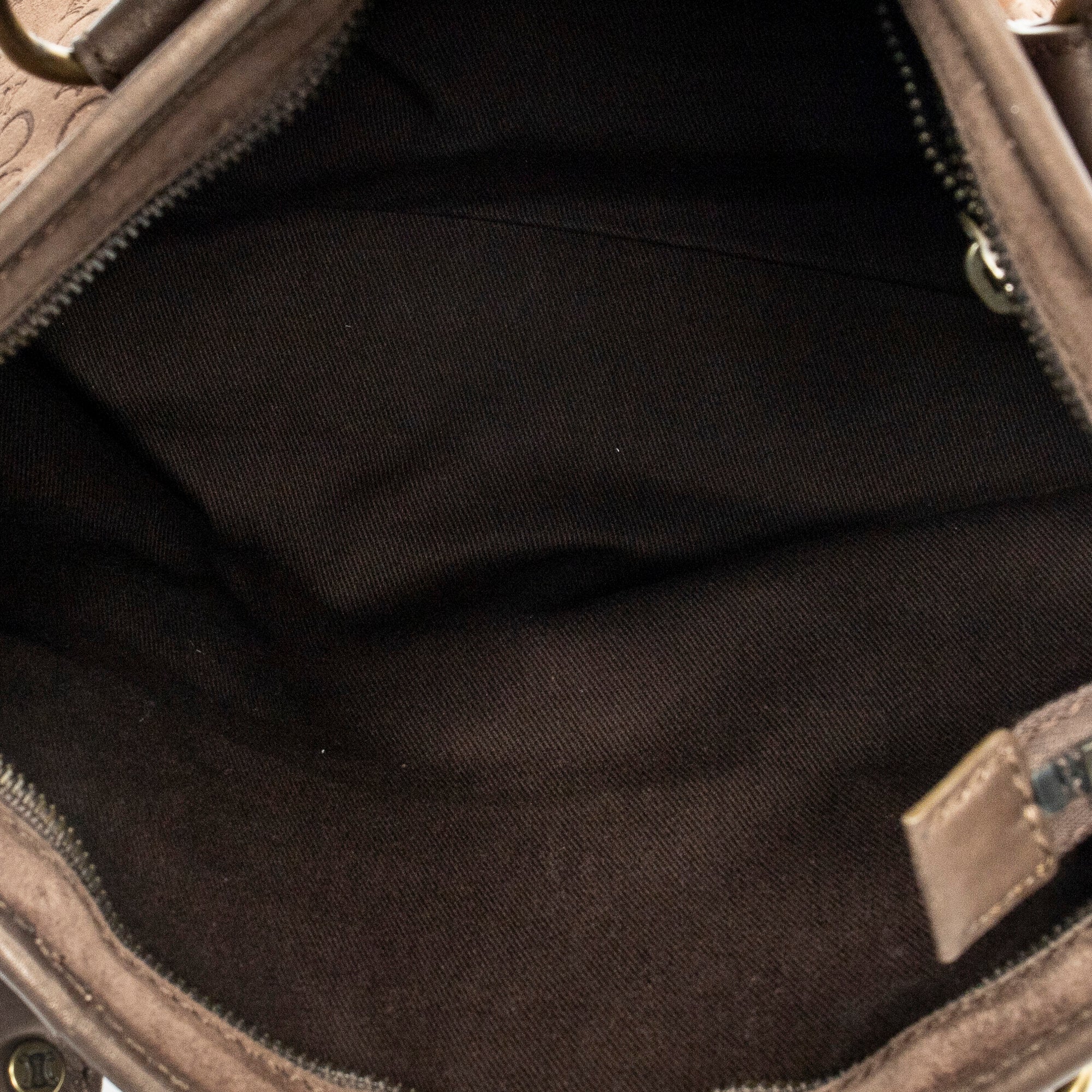 Handbag Small Zip Tote Brown C Macadam Embossed Suede Leather