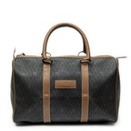 Bolsa de viaje vintage pequeña Boston de lona revestida gris oscuro con diseño de panal