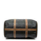 Bolsa de viaje vintage pequeña Boston de lona revestida gris oscuro con diseño de panal