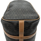 Bolsa de viaje vintage pequeña Boston de lona revestida gris oscuro con diseño de panal