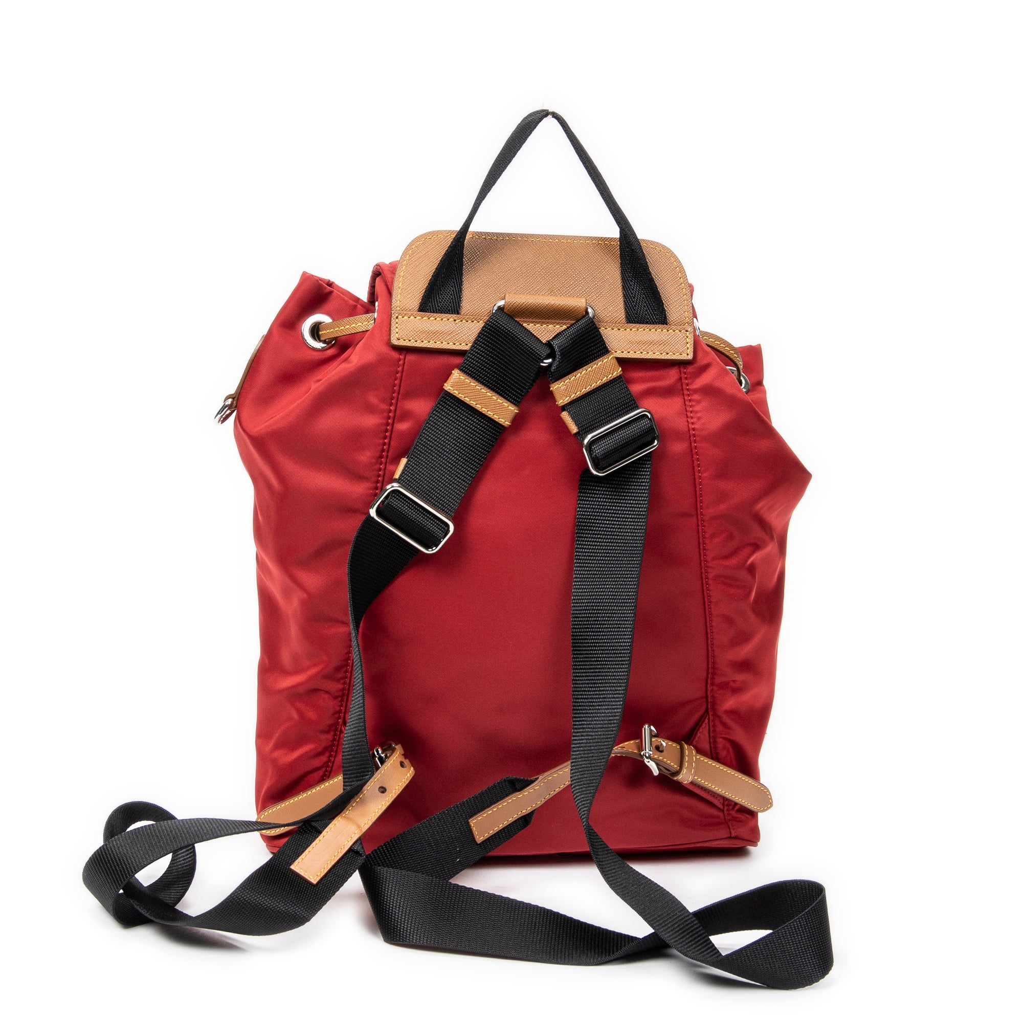 Mochila con cordón de lona de nailon rojo
