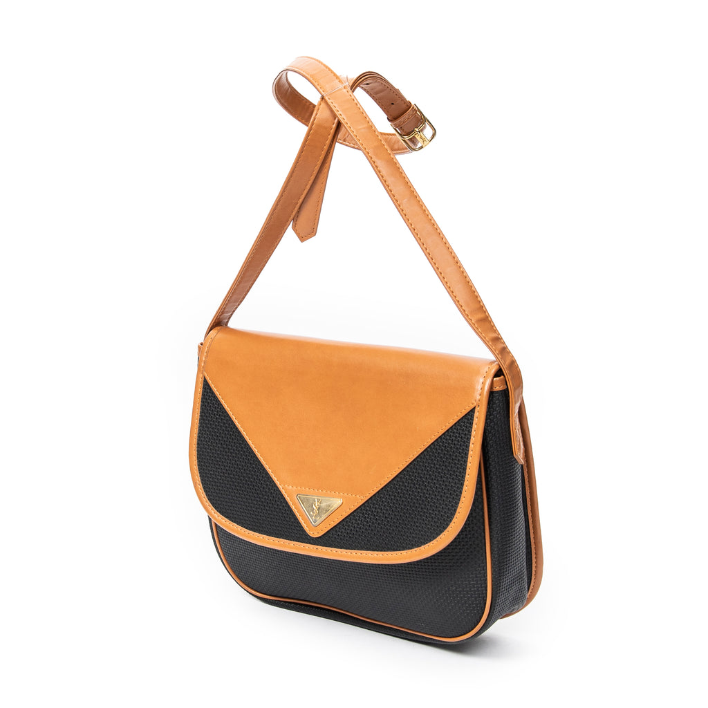 Shoulder Bag Vintage Flap Crossbody Tan Woven Coated Canvas