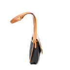 Shoulder Bag Vintage Flap Crossbody Tan Woven Coated Canvas