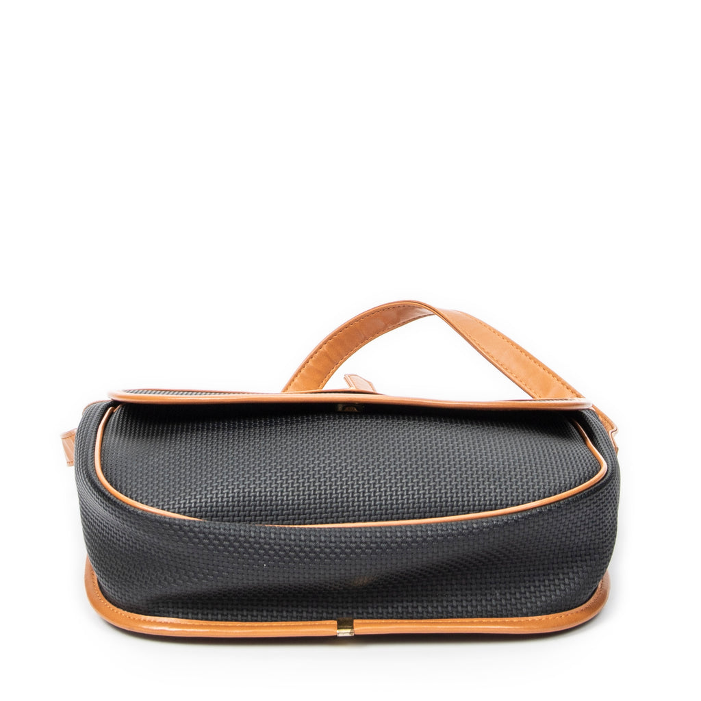 Shoulder Bag Vintage Flap Crossbody Tan Woven Coated Canvas