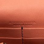 Bolso de hombro Cartera con solapa y cadena Naranja Ribete adornado de cuero Intrecciato