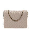 Shoulder Bag Flap Wallet on Chain Grey Intrecciato Leather