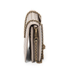 Shoulder Bag Flap Wallet on Chain Grey Intrecciato Leather