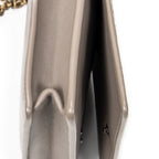 Shoulder Bag Flap Wallet on Chain Grey Intrecciato Leather