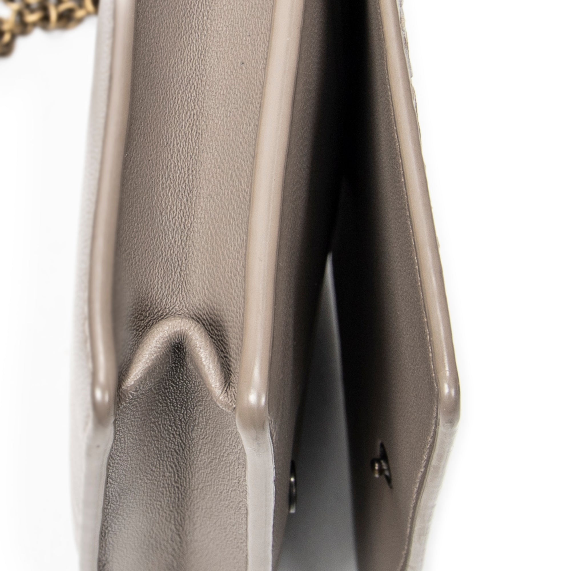 Shoulder Bag Flap Wallet on Chain Grey Intrecciato Leather
