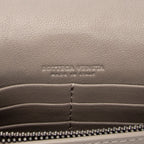 Shoulder Bag Flap Wallet on Chain Grey Intrecciato Leather
