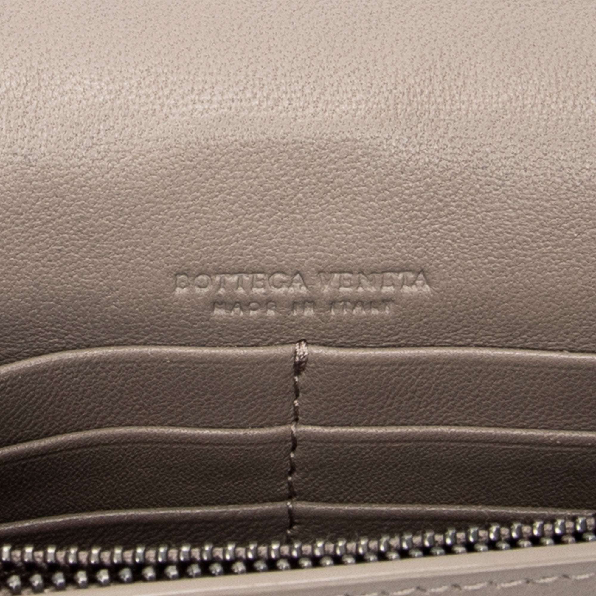 Shoulder Bag Flap Wallet on Chain Grey Intrecciato Leather