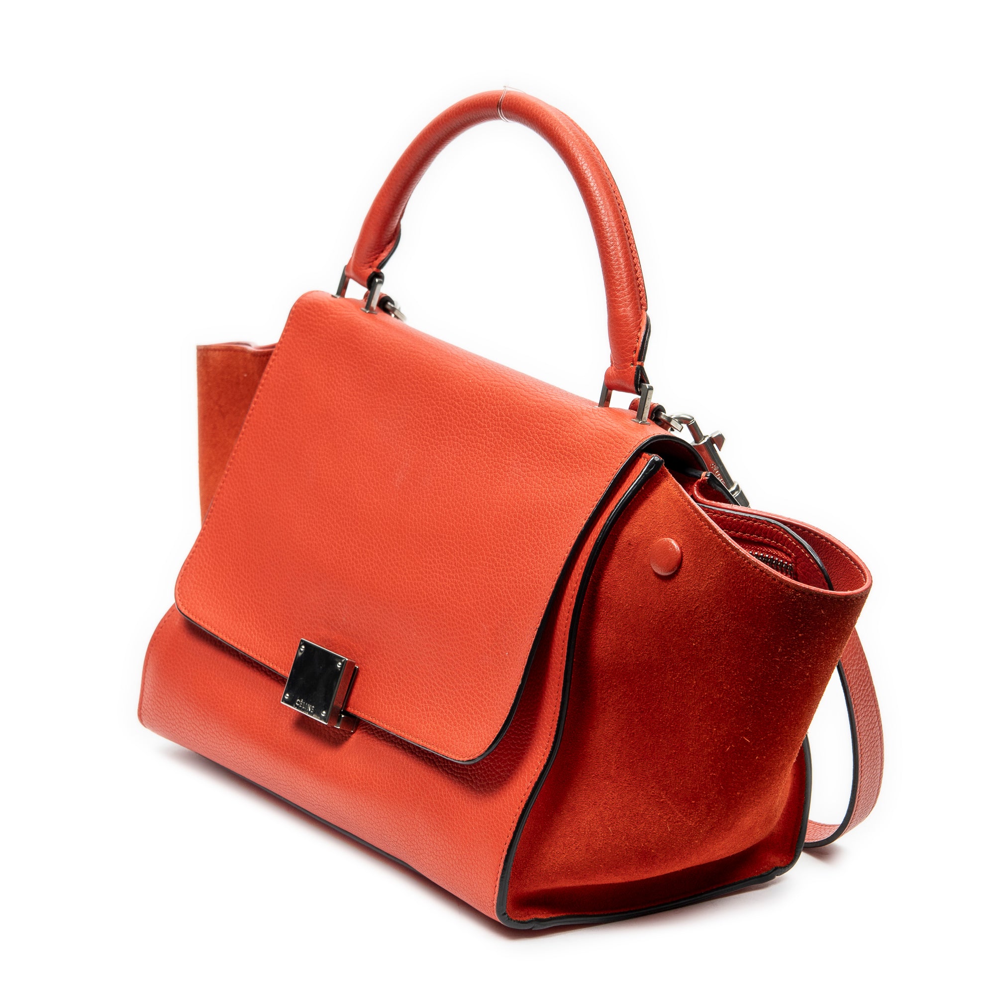 Shoulder Bag Small Trapeze Red Grained Calfskin Leather