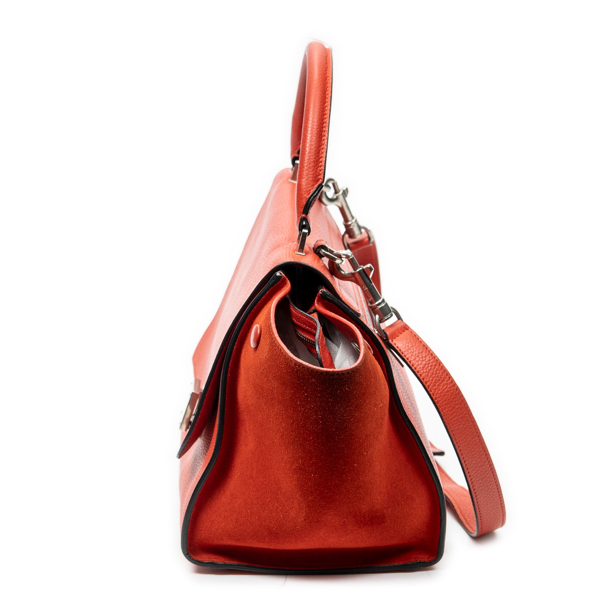 Shoulder Bag Small Trapeze Red Grained Calfskin Leather