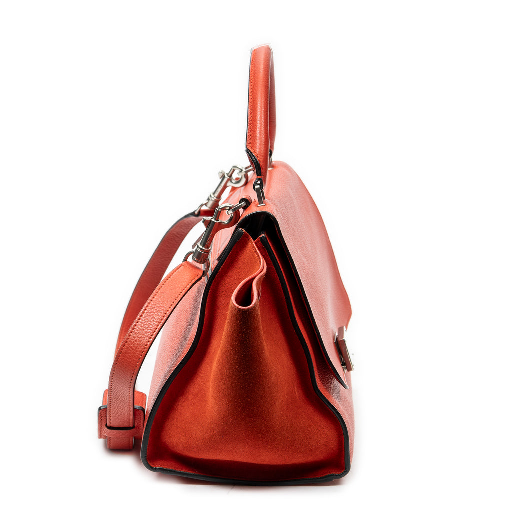 Shoulder Bag Small Trapeze Red Grained Calfskin Leather