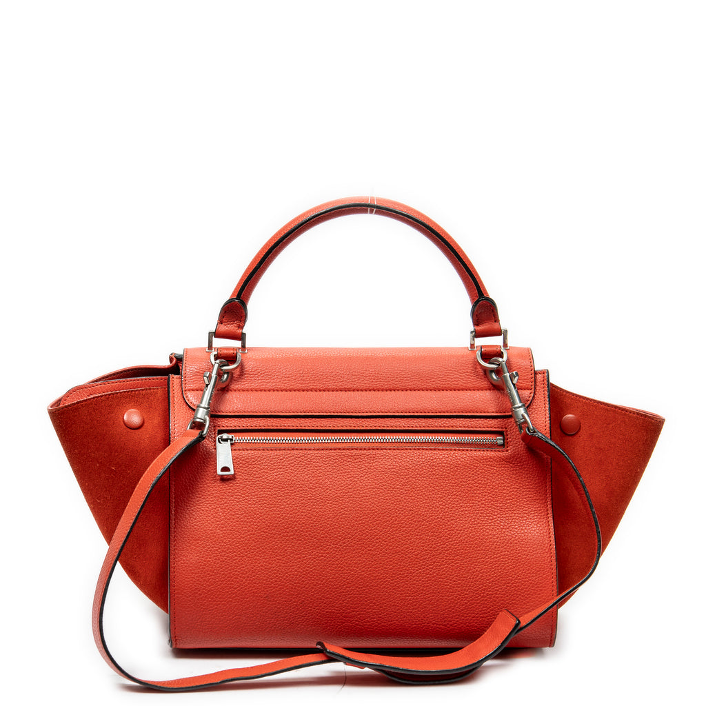 Shoulder Bag Small Trapeze Red Grained Calfskin Leather