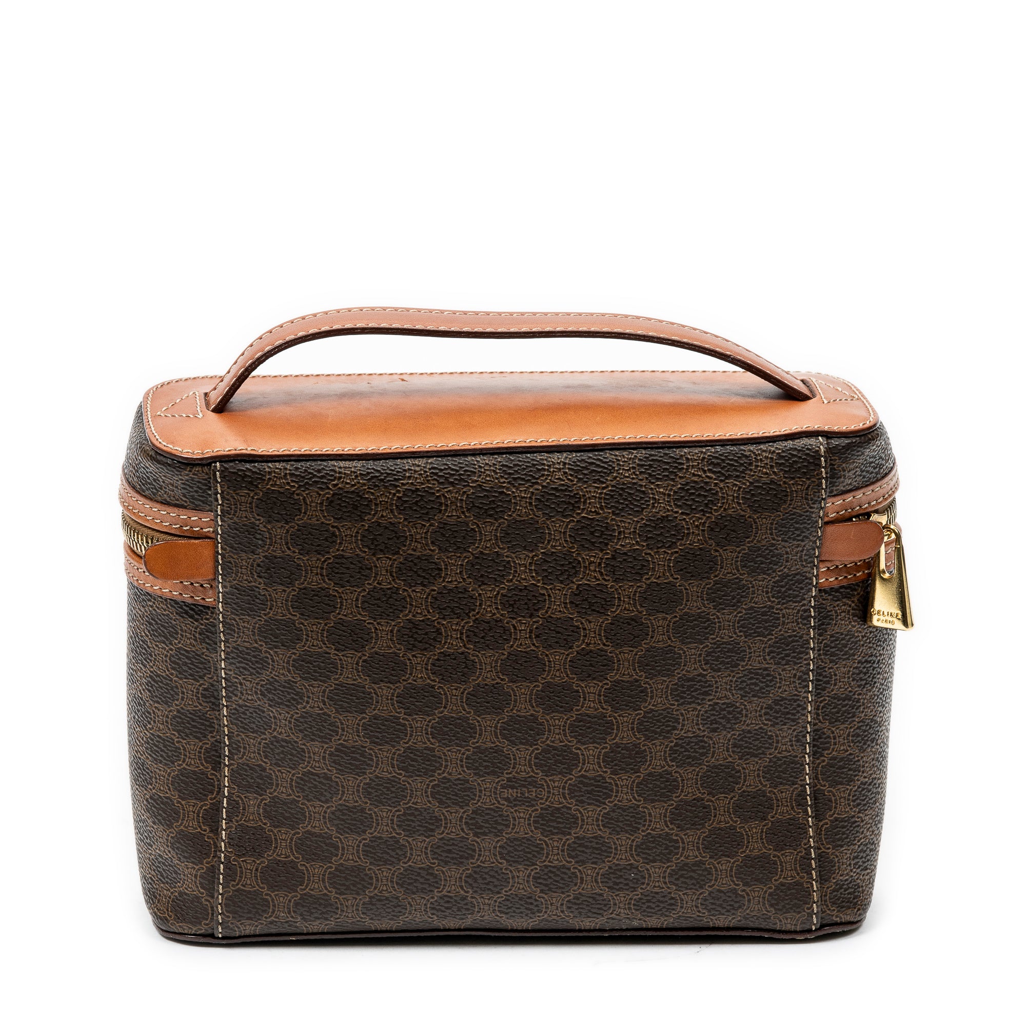 Pouch Top Handle Toiletry Pouch Brown Macadam Coated Canvas