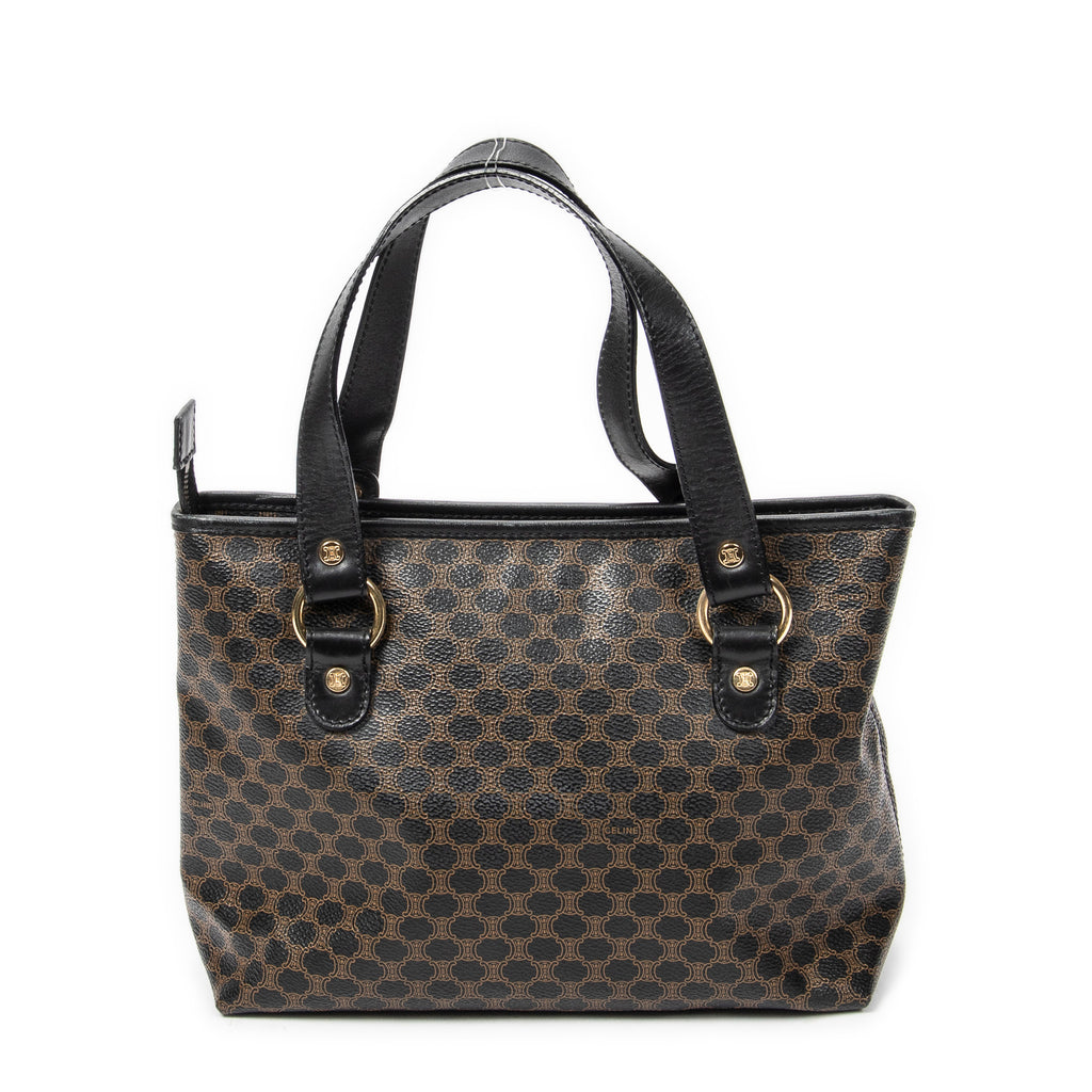 Handbag Small Zip Tote Black Macadam Coated Canvas