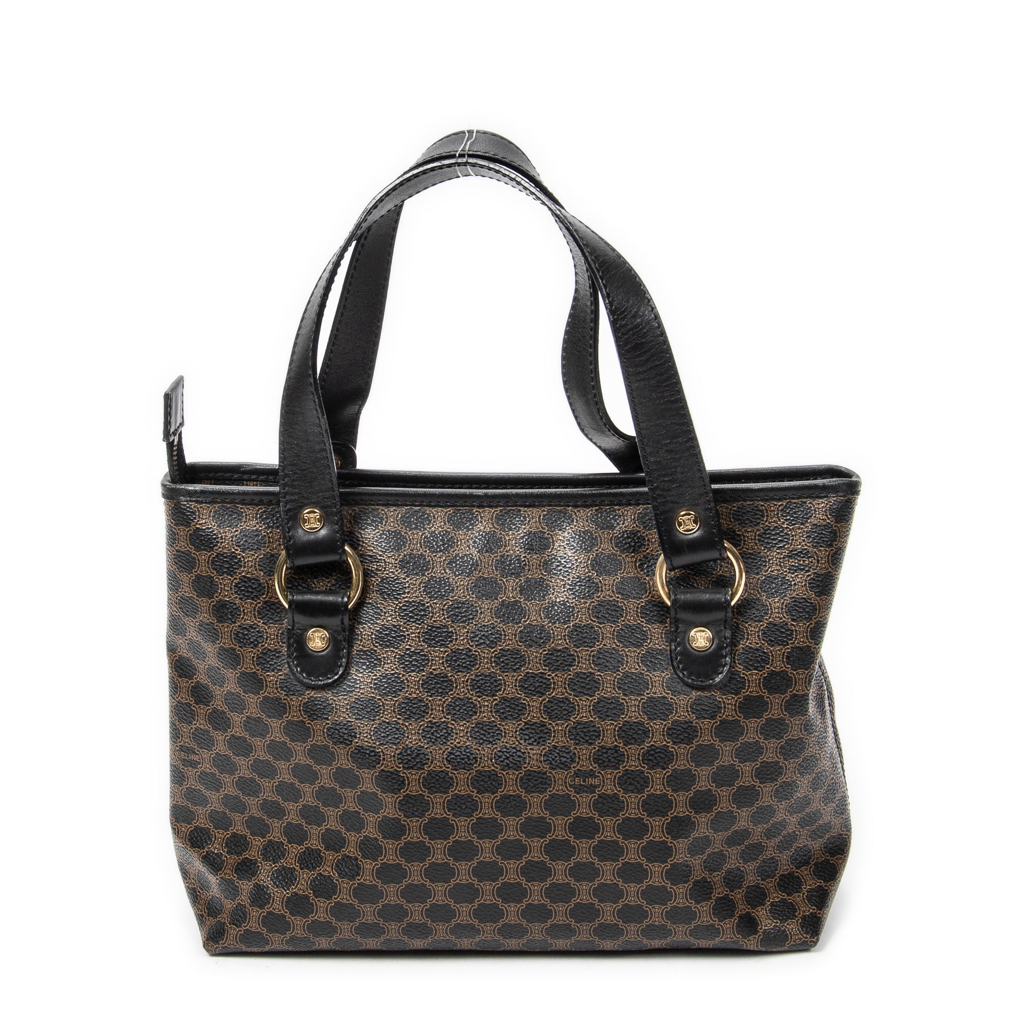 Handbag Small Zip Tote Black Macadam Coated Canvas
