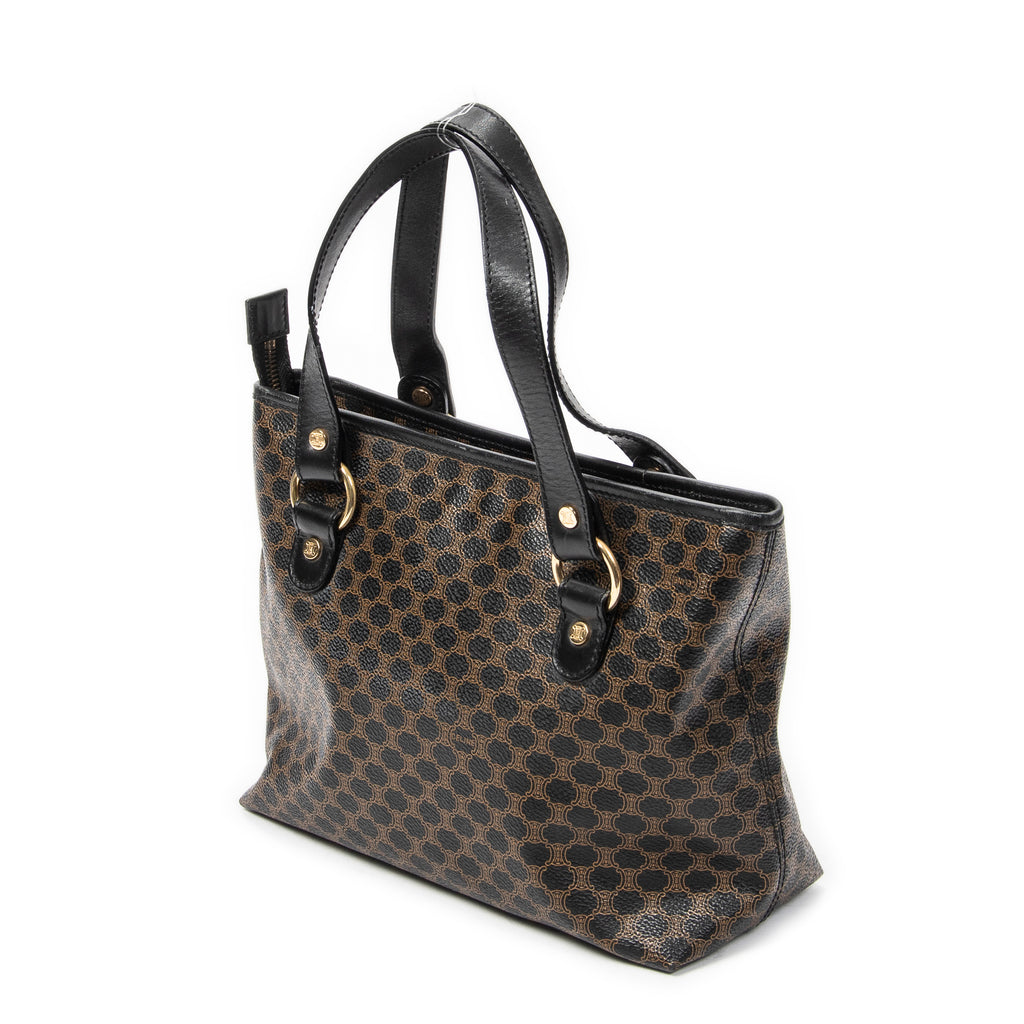 Handbag Small Zip Tote Black Macadam Coated Canvas