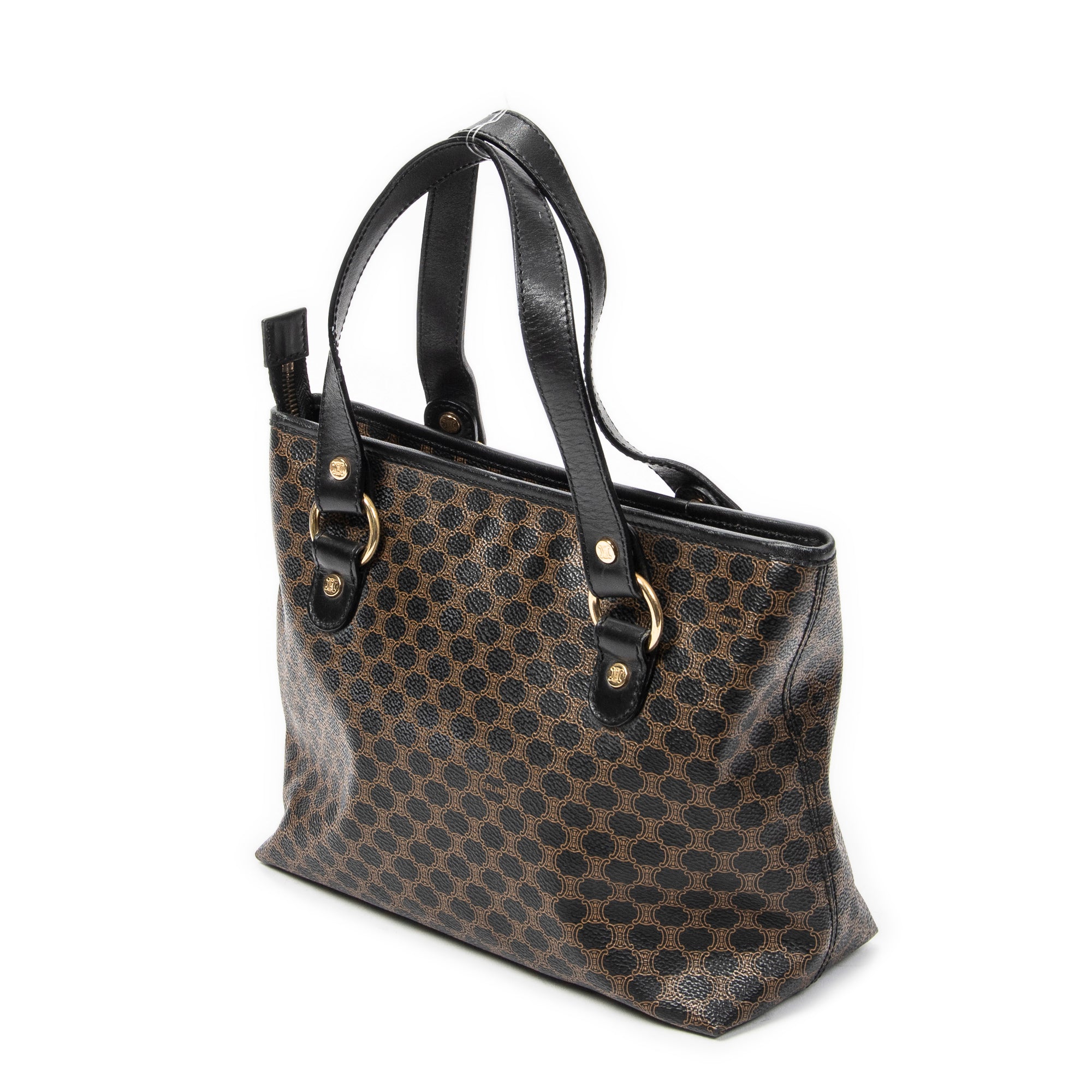 Handbag Small Zip Tote Black Macadam Coated Canvas