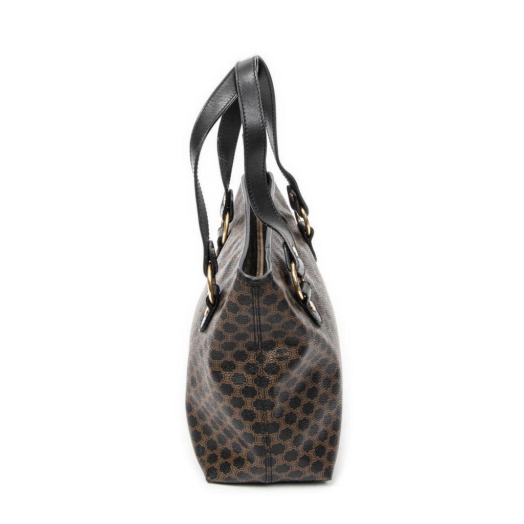 Handbag Small Zip Tote Black Macadam Coated Canvas