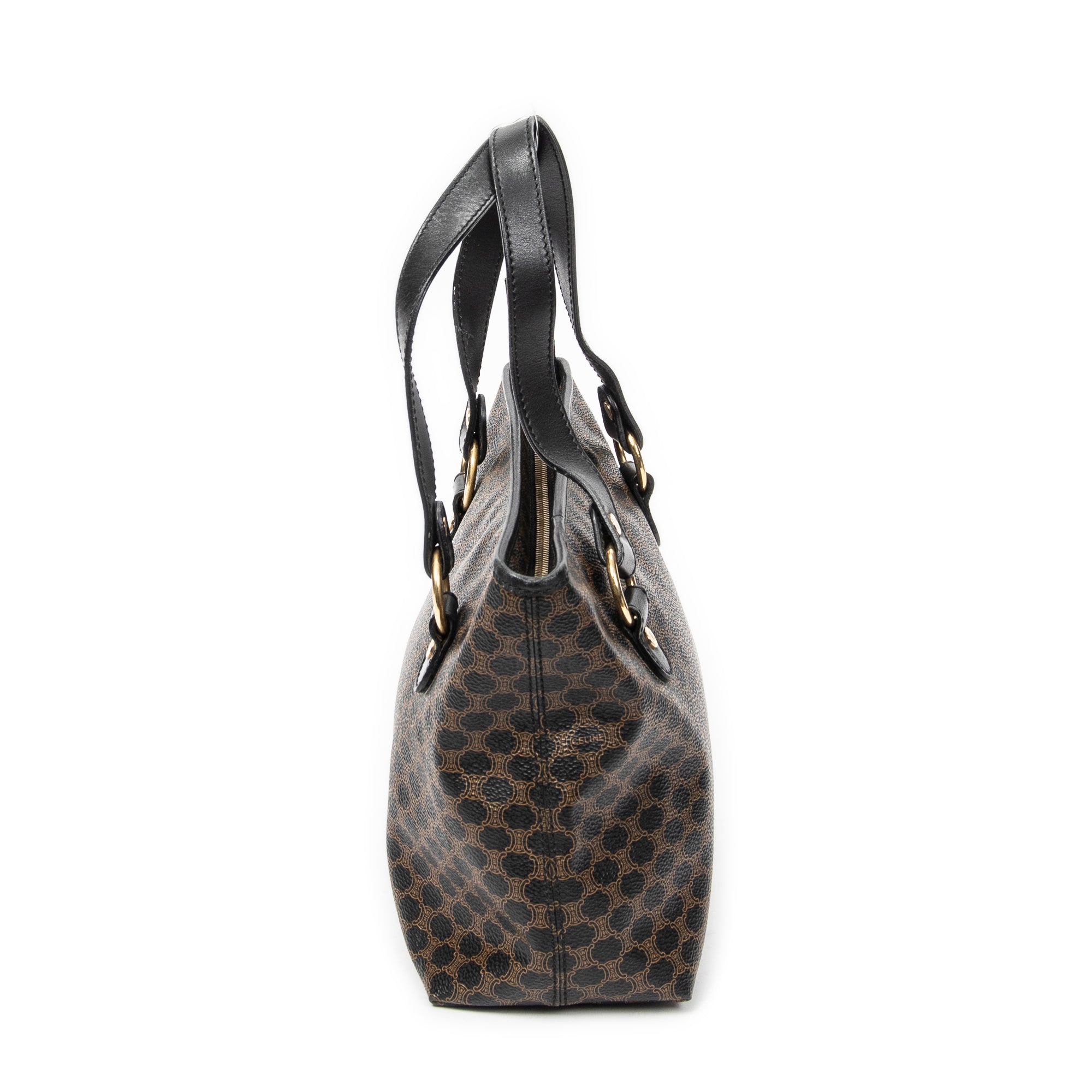 Handbag Small Zip Tote Black Macadam Coated Canvas
