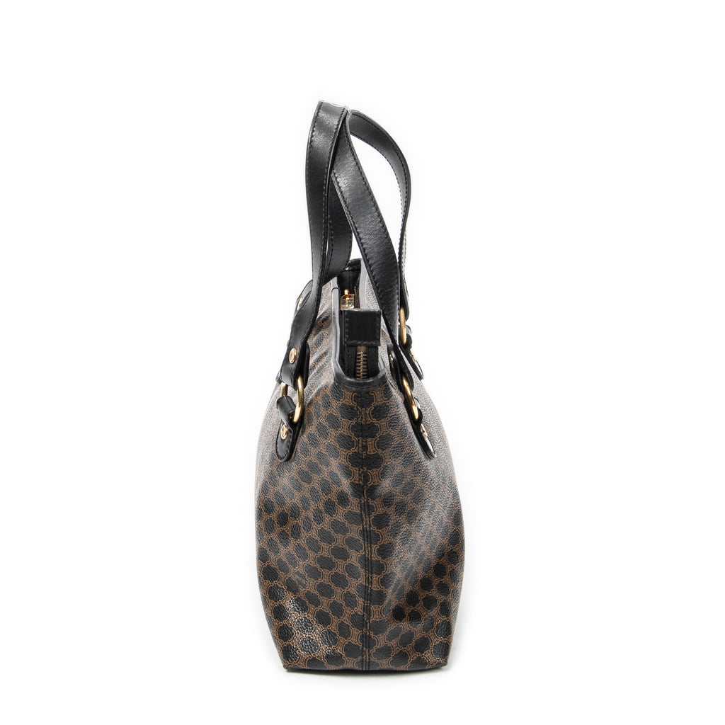 Handbag Small Zip Tote Black Macadam Coated Canvas