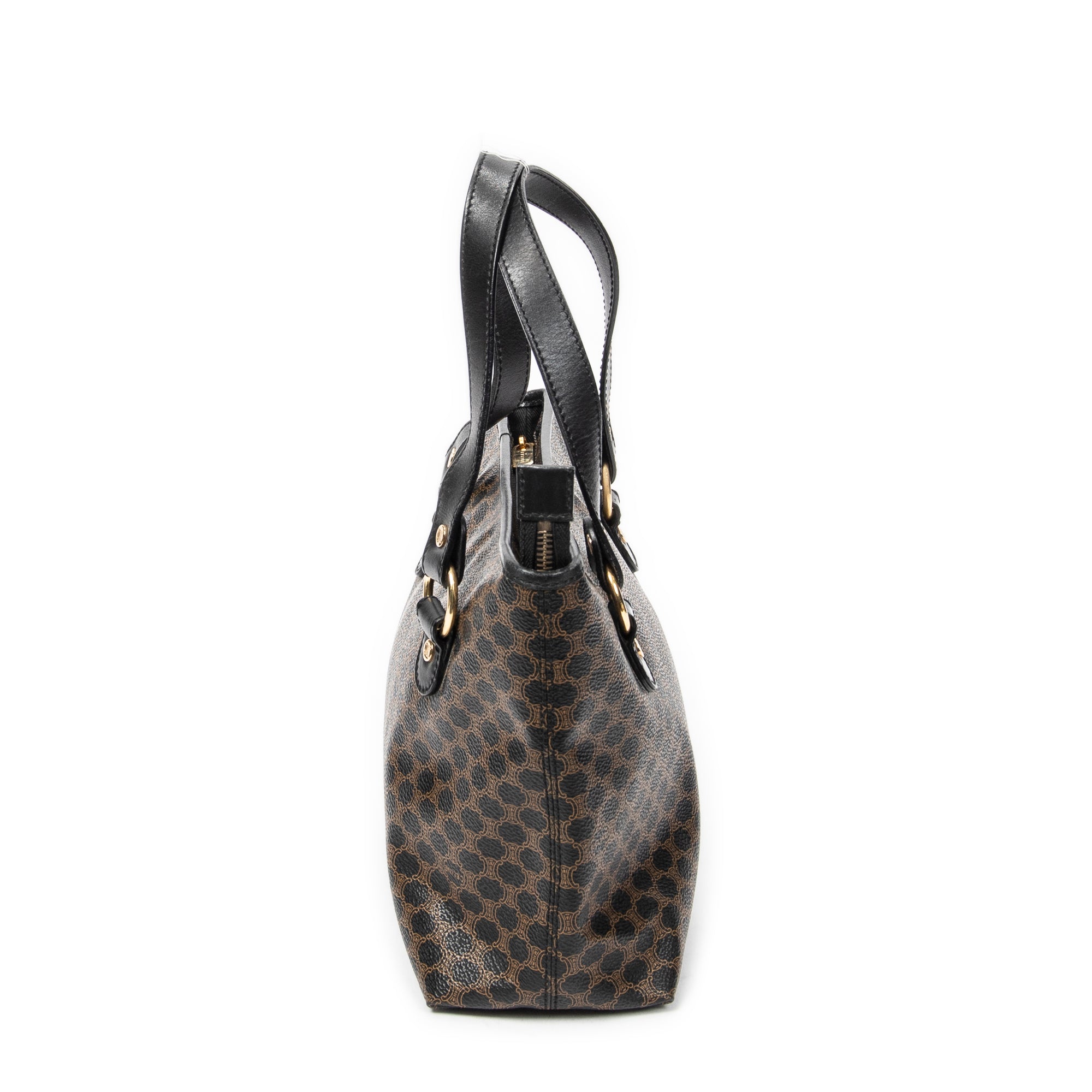 Handbag Small Zip Tote Black Macadam Coated Canvas