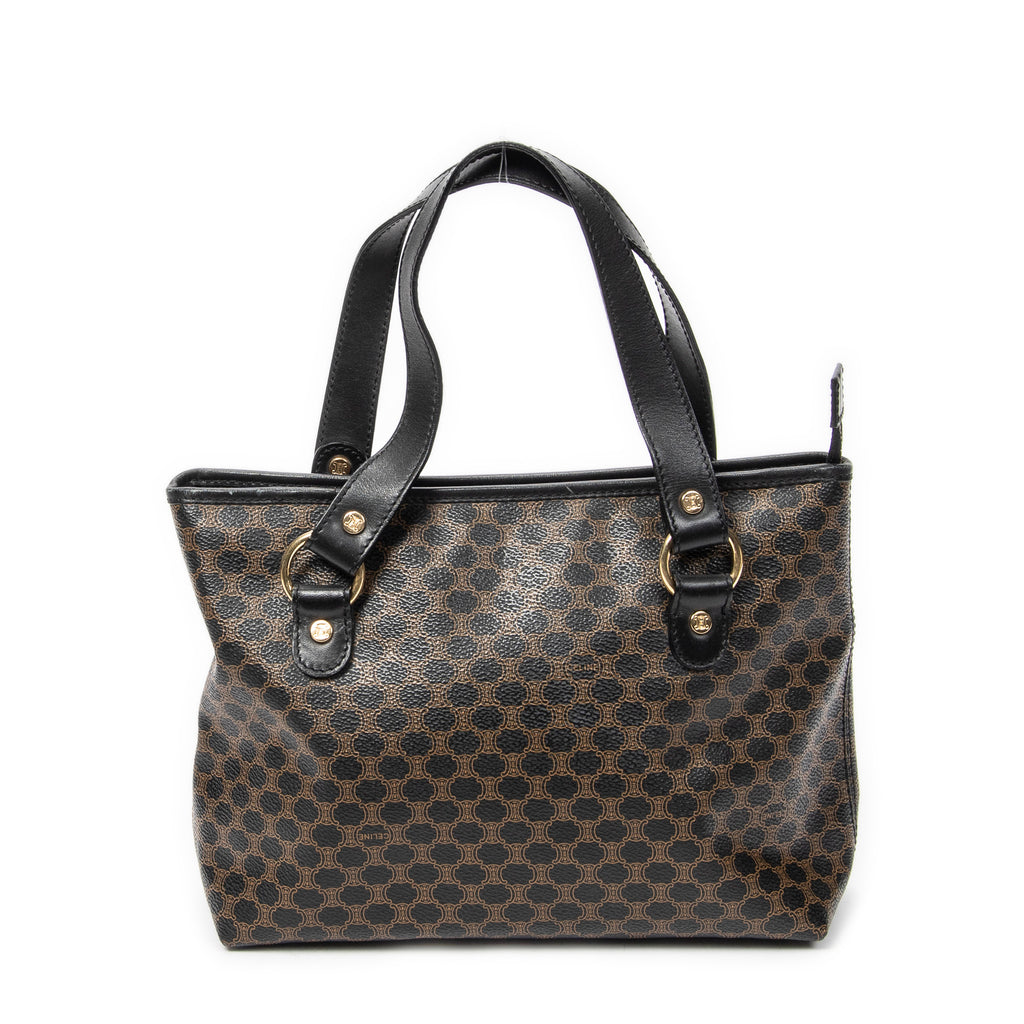 Handbag Small Zip Tote Black Macadam Coated Canvas
