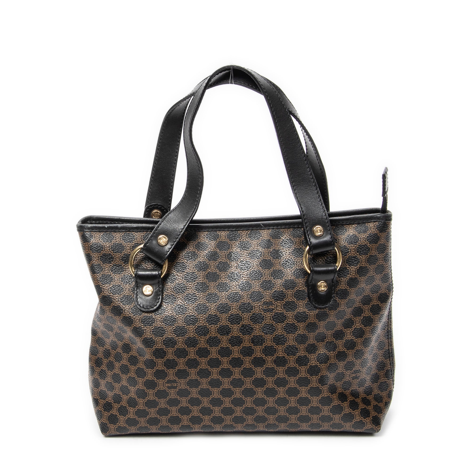Handbag Small Zip Tote Black Macadam Coated Canvas