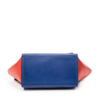 Bandolera Pequeña Tricolor Trapecio de Piel de Becerro Azul