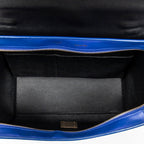 Bandolera Pequeña Tricolor Trapecio de Piel de Becerro Azul