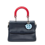 Shoulder Bag Small Tricolor Be Dior Flap Navy Calfskin Leather
