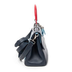 Shoulder Bag Small Tricolor Be Dior Flap Navy Calfskin Leather