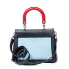 Shoulder Bag Small Tricolor Be Dior Flap Navy Calfskin Leather