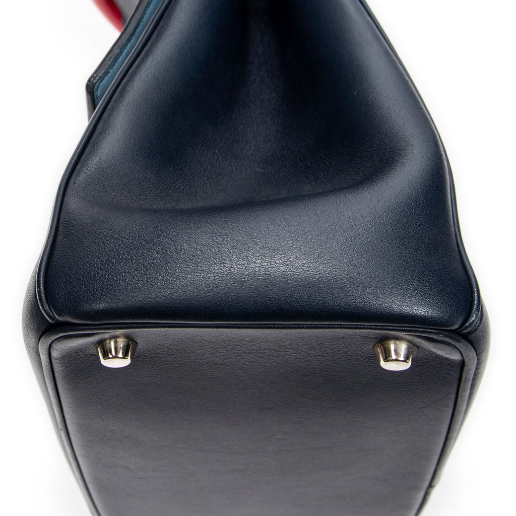 Shoulder Bag Small Tricolor Be Dior Flap Navy Calfskin Leather