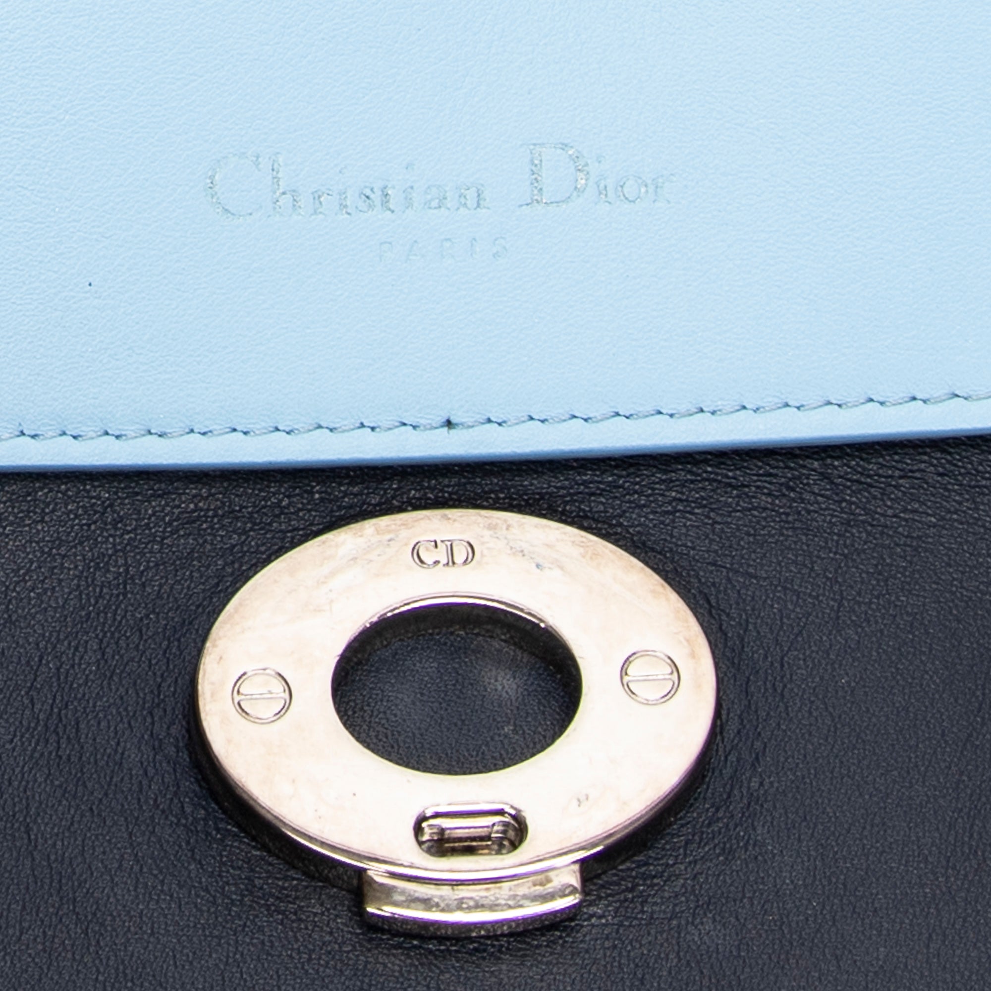 Shoulder Bag Small Tricolor Be Dior Flap Navy Calfskin Leather
