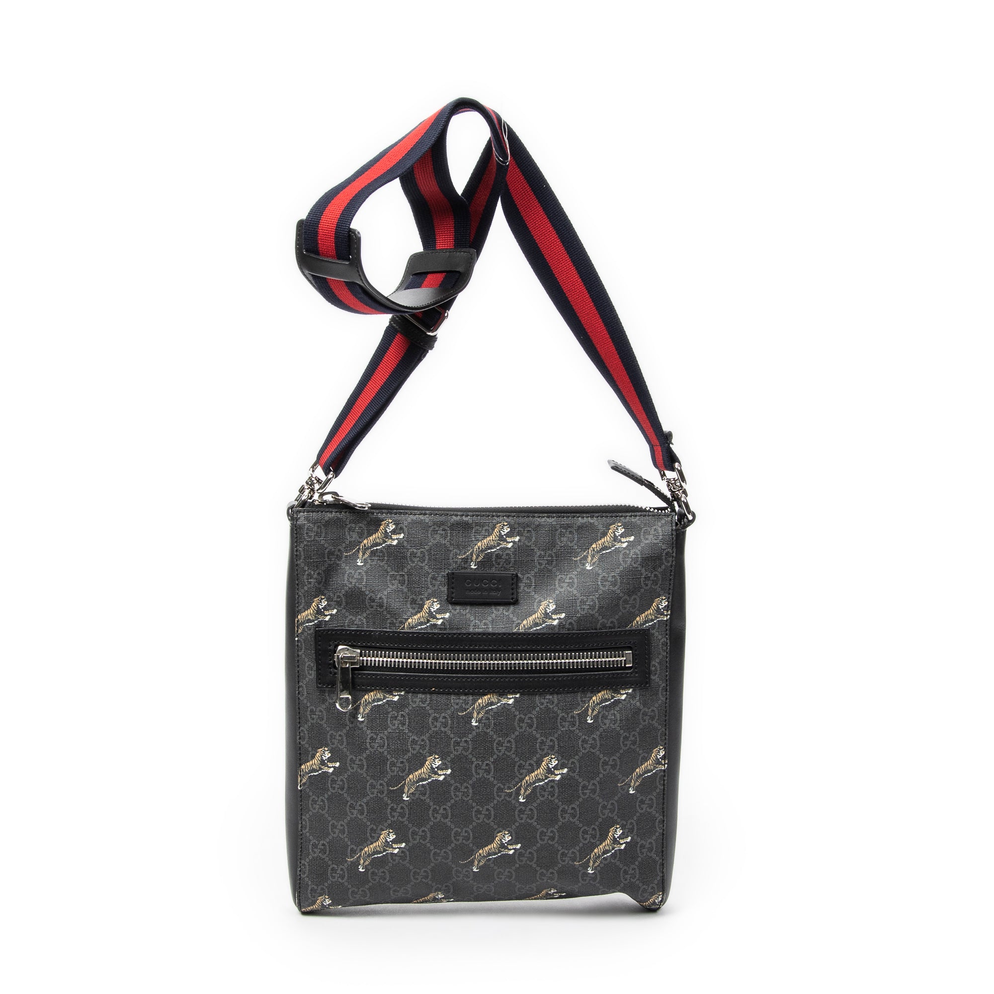 Shoulder Bag Tigers GG Square Messenger Black Supreme Coated Canvas