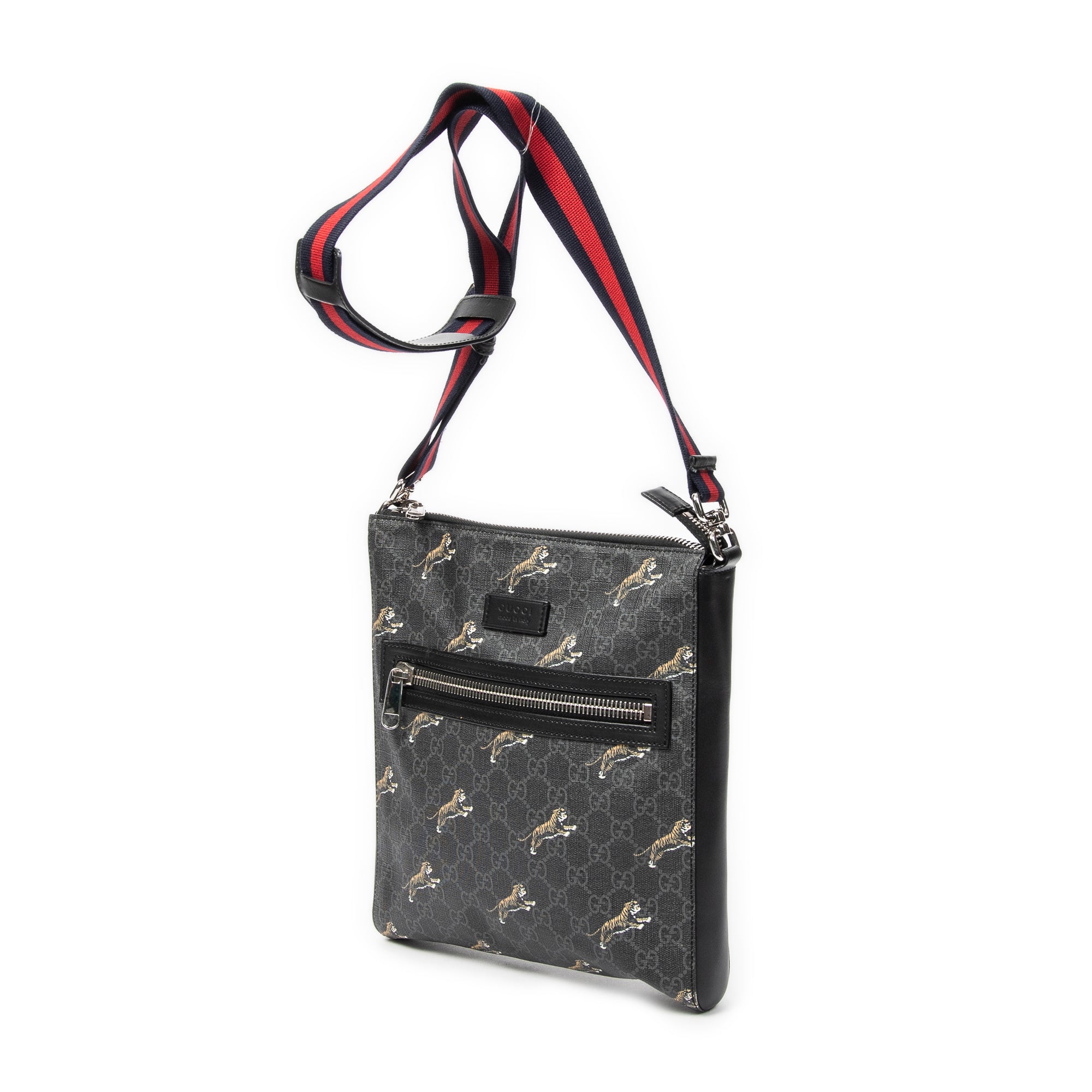 Shoulder Bag Tigers GG Square Messenger Black Supreme Coated Canvas