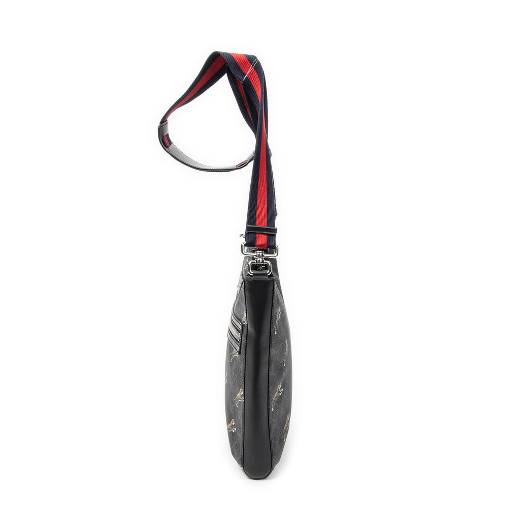 Bolso de hombro Tigers GG Square Messenger Supreme de lona revestida negra