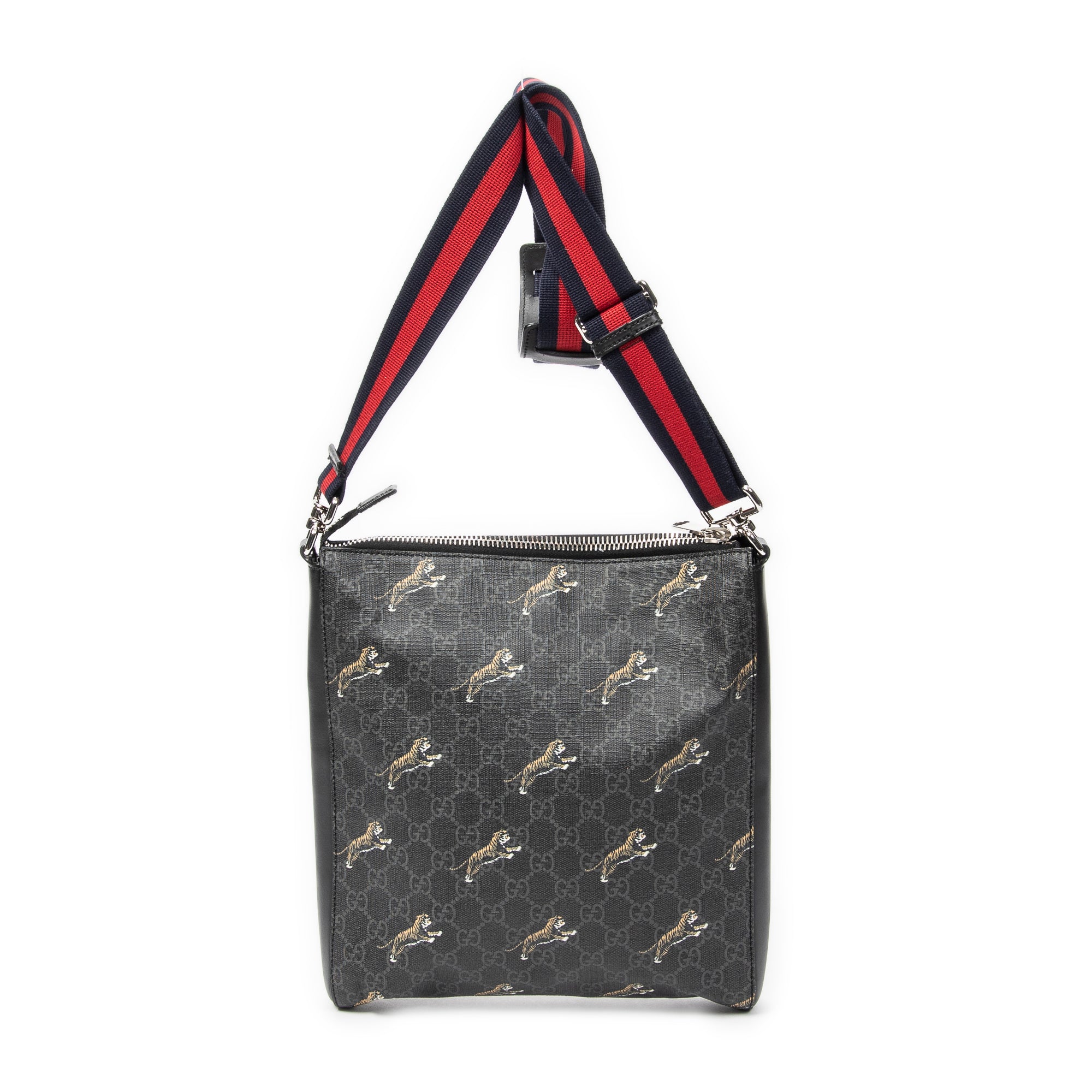 Shoulder Bag Tigers GG Square Messenger Black Supreme Coated Canvas